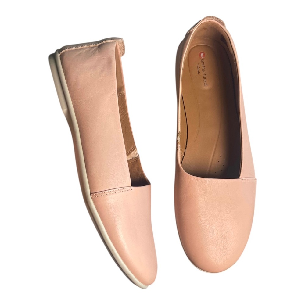 Clarks Unstructured Un Coral Step Blush Leather Ballet Flats Womens 9.5 M
